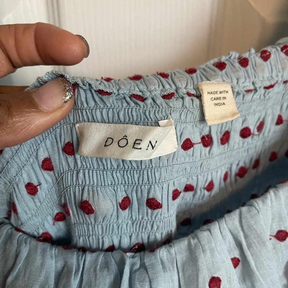 DÔEN
+ NET SUSTAIN Sol shirred Swiss-dot organic cotton-voile maxi dress - Picture 6 of 13